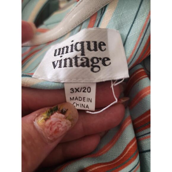 Unique Vintage Jumpsuit Womens 3X Striped beachy Wide leg funky cropped Summer - Picture 13 of 13